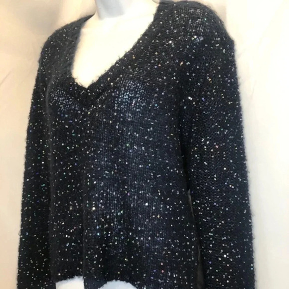 RD Style Mesh Back Sequin V Neck Sweater S - Picture 6 of 12